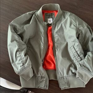 ⭐️Host Pick⭐️ GAP Khaki Bomber Jacket with Bright Orange Interior KIDS: small